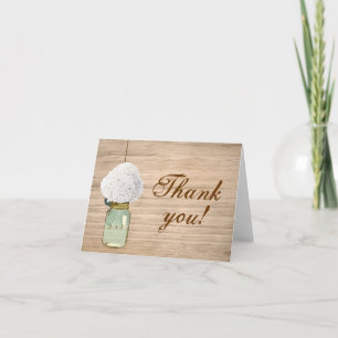 Country Rustic Mason Jar Hydrangea Thank You Card