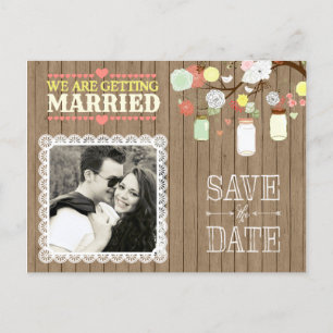 Country Rustic Mason Jar on Wood Photo Postcard