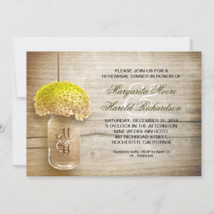 country rustic mason jar rehearsal dinner invites