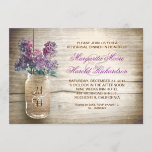 country rustic mason jar rehearsal dinner invites