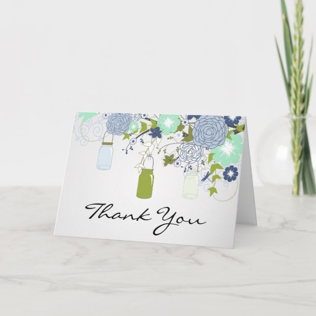 Country Rustic Mason Jar Thank You Card (Front)