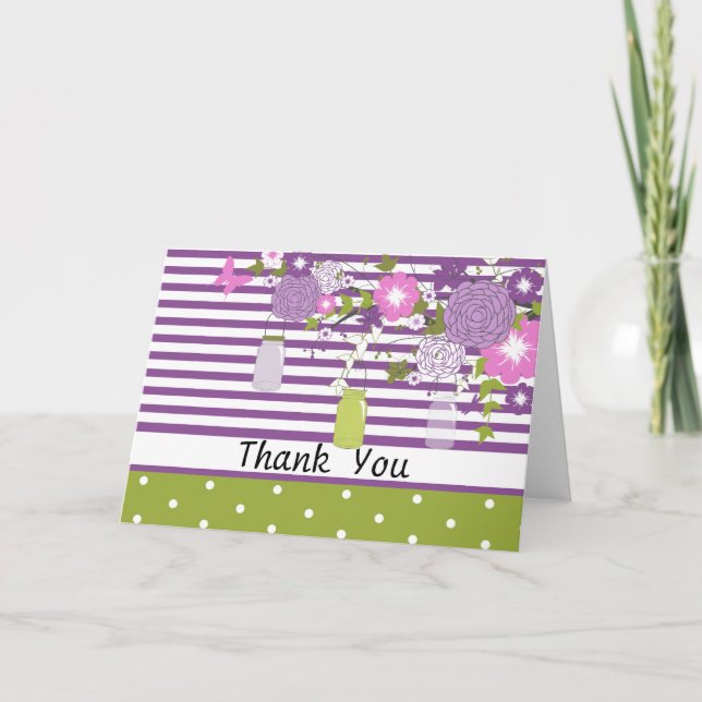 Country Rustic Mason Jar Thank You Card (Front)