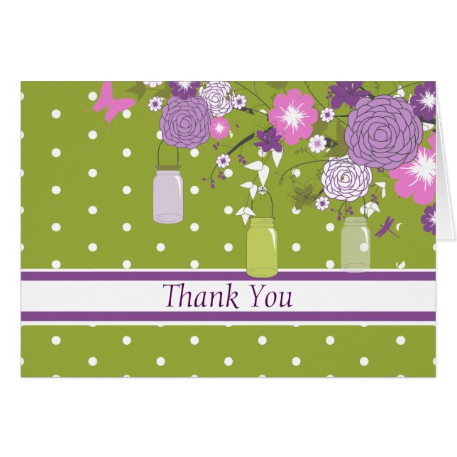 Country Rustic Mason Jar Thank You Card (Front Horizontal)