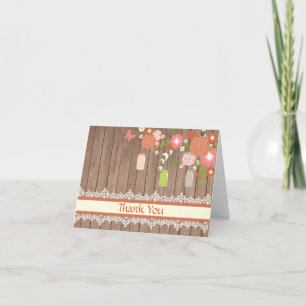 Country Rustic Mason Jar Thank You Card