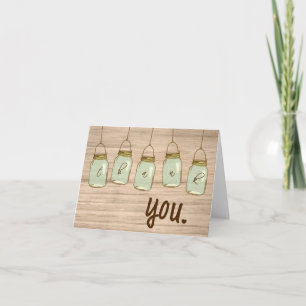 Country Rustic Mason Jar Thank You Note Card