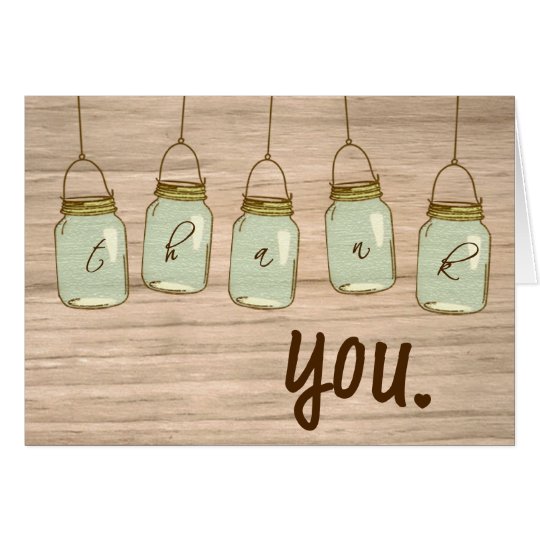 Country Rustic Mason Jar Thank You Note Card