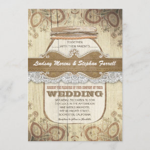 country rustic mason jar wedding invitations