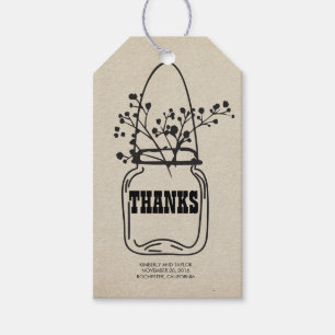 Country Rustic Mason Jar Wedding Thank You Gift Tags