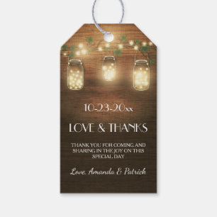 Country Rustic Mason Jar Wedding Thank You Tags