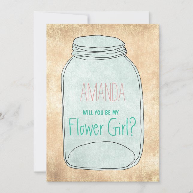 Country rustic mason jar Will you be my flowergirl Invitation (Front)