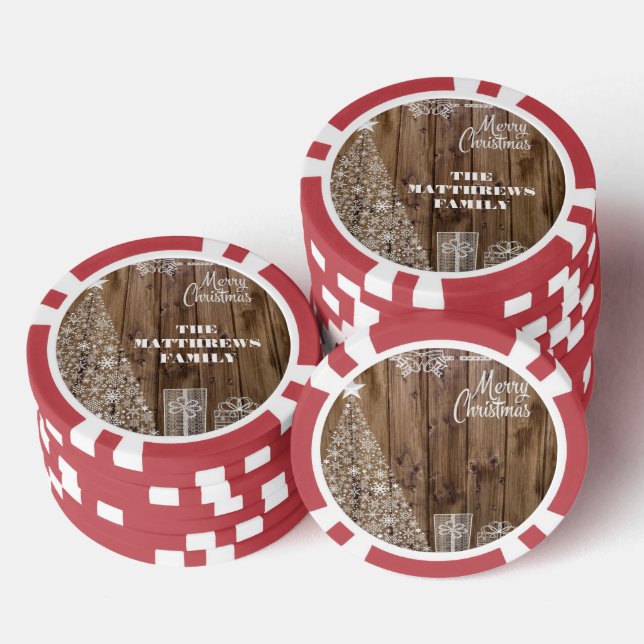 Country Rustic Merry Christmas Snowflake Game  Poker Chips (Stack)