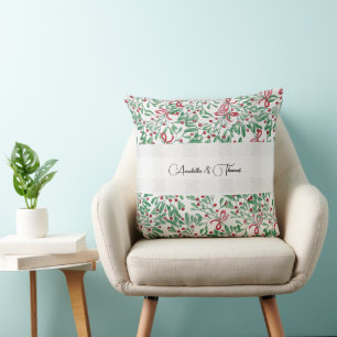 Country Rustic Mistletoe Watercolor Art Cushion