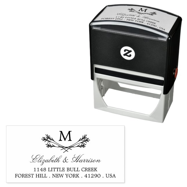 Country Rustic Monogram Branch Return Address Self-inking Stamp (In Situ)