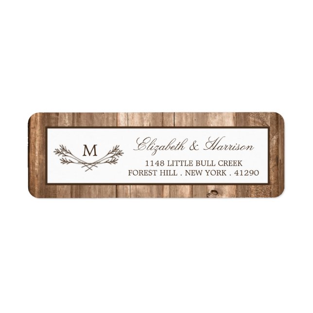 Country Rustic Monogram Branch & Wood Wedding (Front)