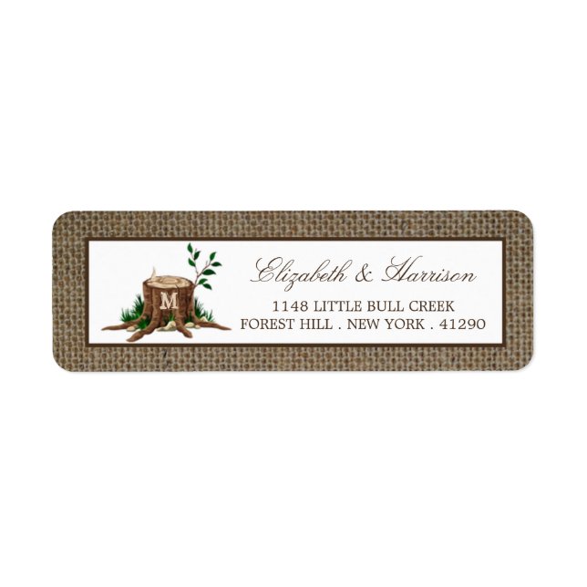 Country Rustic Monogram Tree & Burlap Wedding (Front)