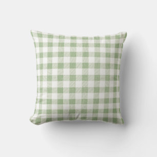 Country Rustic Natural Sage Gingham Plaid  Cushion