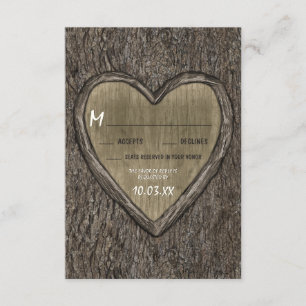 Country Rustic Oak Tree Bark Wedding RSVP Cards