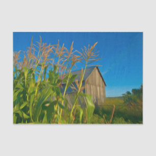 Country Rustic Old Barn Blue Green Farm Tissue Paper