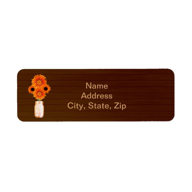 Country Rustic Orange Mason Jar Address Labels (Front)