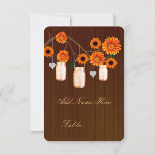 Country Rustic Orange Mason Jars Table Place Card
