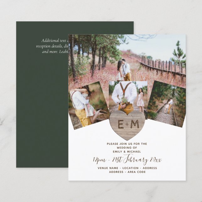 Country Rustic Photo Carved Heart Monogram Wedding (Front/Back)