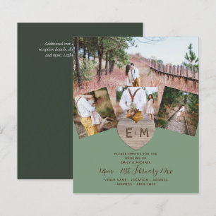 Country Rustic Photo Carved Heart Monogram Wedding