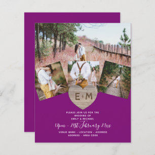 Country Rustic Photo Carved Heart Monogram Wedding