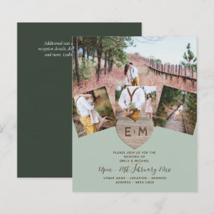 Country Rustic Photo Carved Heart Monogram Wedding