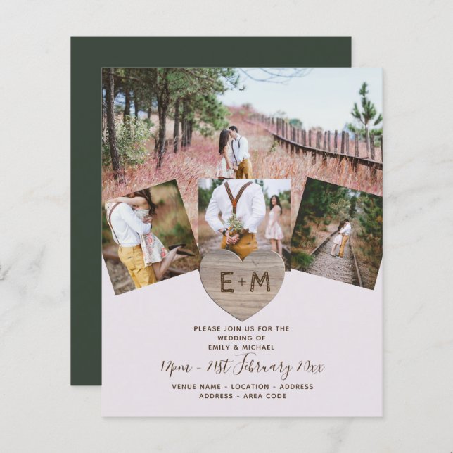 Country Rustic Photo Carved Heart Monogram Wedding (Front/Back)