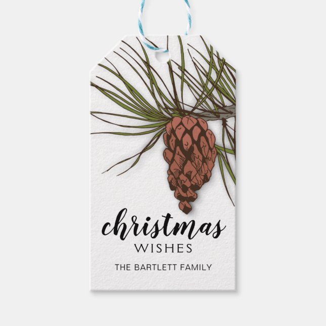 Country Rustic Pinecone Personalised Gift Tags (Front)
