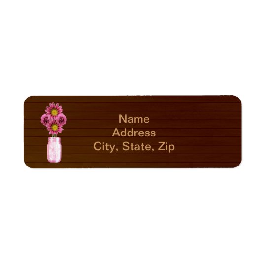 Country Rustic Pink Mason Jar Address Labels