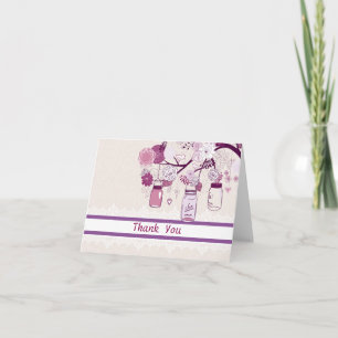Country Rustic Purple Mason Jar Thank You Card