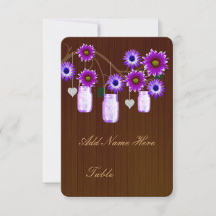 Country Rustic Purple Mason Jars Table Place Card