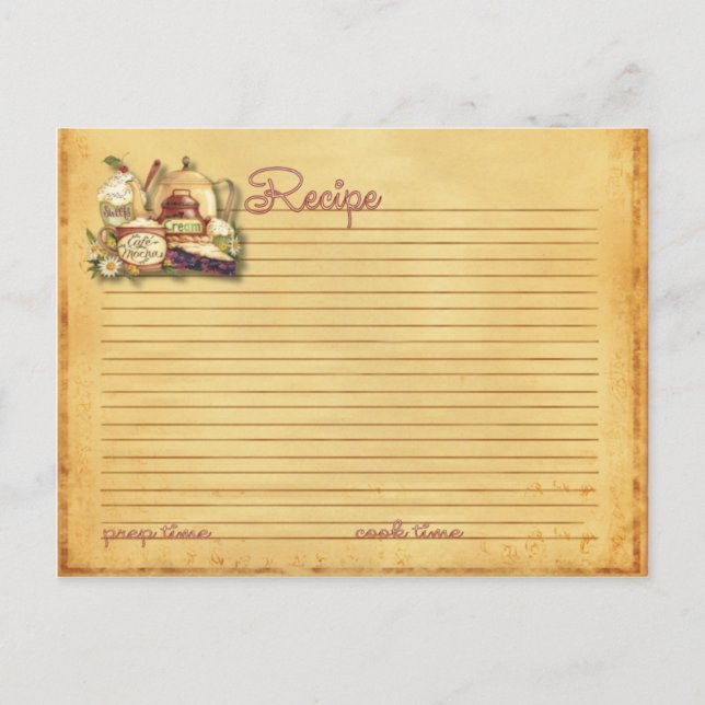 country rustic recipe card (Front)