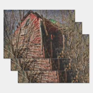 Country Rustic Red Barn Vintage Farmhouse Wrapping Paper Sheet