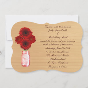 Country Rustic Red Mason Jar Wedding Invitation