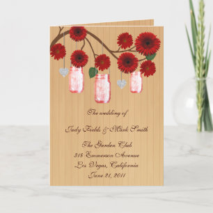Country Rustic Red Mason Jars Program Card