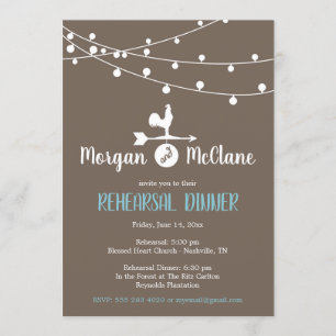 Country Rustic Rooster Rehearsal Dinner Invitation