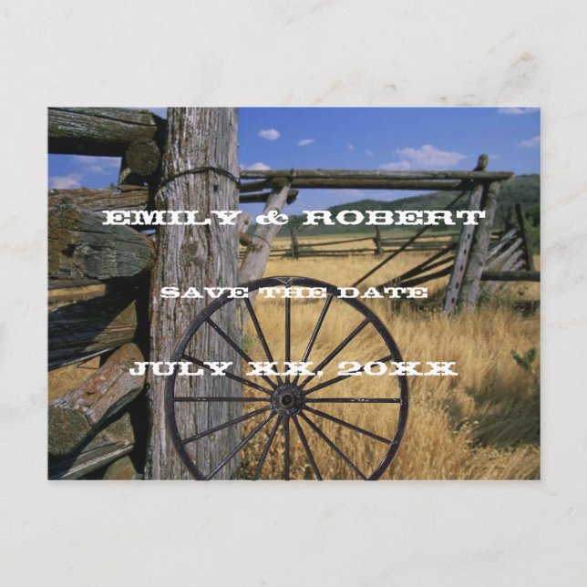 Country Rustic Save the Date Postcard (Front)