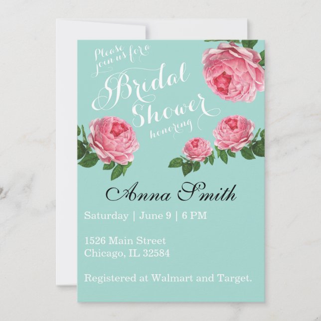 Country Rustic Shabby Chic Vintage Botanical Rose Invitation (Front)