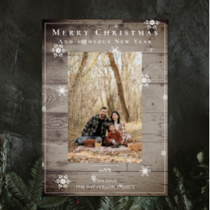 Country Rustic Snowflakes Holiday Photo Card