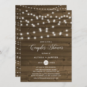 Country Rustic String Lights Couples Shower Invite