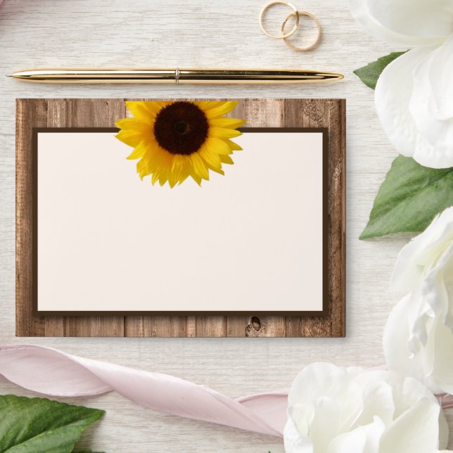 Country Rustic Sunflower & Brown Wood Wedding Envelope (Wedding)