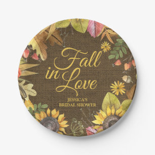 Country Rustic Sunflower Burlap Fall Bridal Shower Paper Plate
