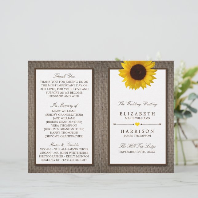 Country Rustic Sunflower & Burlap Wedding (Standing Front)