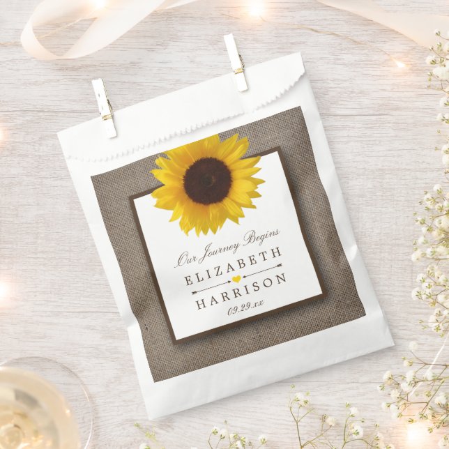 Country Rustic Sunflower & Burlap Wedding Favour Bags (Clipped)