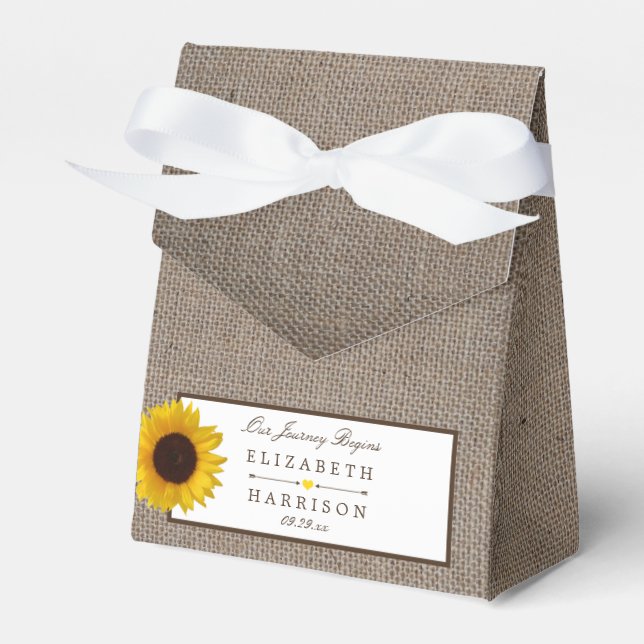 Country Rustic Sunflower & Burlap Wedding Favour Box (Front Side)