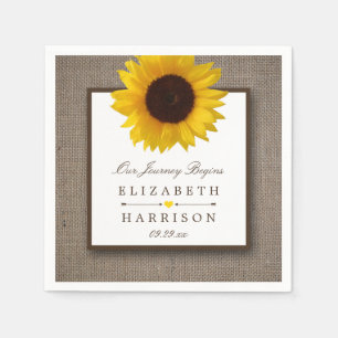 Country Rustic Sunflower & Burlap Wedding Napkin