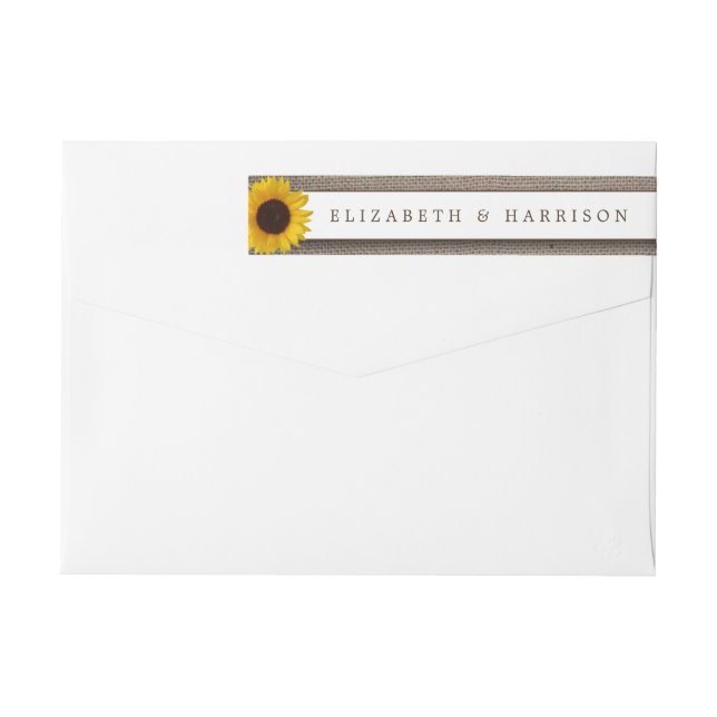 Country Rustic Sunflower & Burlap Wedding Wrap Around Label (Back)