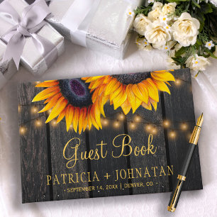 Sunflowers Wedding Wooden Guest Book, Rustic Wedding Photo Album, Wedding Flower shops Guest Book, Bridal Shower GuestBook, Wedding Sign Book Boho